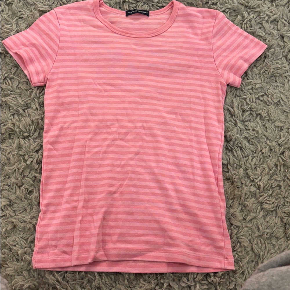 Brandy Melville Pink Striped T-Shirt